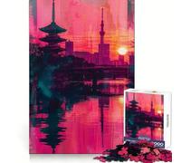 Puzzle da 1000 pezzi con skyline di Tokyo al neon, ideale per ragazzi, gioco di logica e divertimento rilassante con bordi lisci, regalo creativo 38x26cm