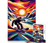 Puzzle da 1000 pezzi con snowboard e tramonto Wpap per adulti, gioco di logica, passatempo per la casa, bordi puliti, bel regalo (38x52cm)