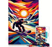 Puzzle da 1000 pezzi con snowboard e tramonto Wpap per adulti, gioco di logica, passatempo per la casa, bordi puliti, bel regalo (38x52cm)