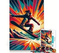 Puzzle da 1000 pezzi con snowboard e tramonto Wpap per adulti, gioco di puzzle per esercitare la mente, gioco per legami familiari, taglio di precisione, regalo creativo (38x26cm)