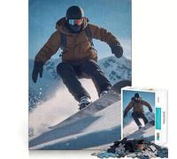 Puzzle da 1000 pezzi con snowboarder e vista su una pista di montagna ideale per adolescenti per migliorare la memoria per un relax informale e per un'esposizione artistica di alta qualità (38x26cm)