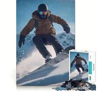 Puzzle da 1000 pezzi con snowboarder e vista su una pista di montagna, ideale per ragazzi, per migliorare la memoria, per un relax informale e per un'esposizione artistica di alta qualità (38x52cm)