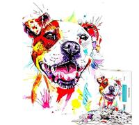 Puzzle da 1000 pezzi con soggetto American Pitbull Terrier impegnativo da completare difficile gioco educativo adatto a persone dai 14 anni in su (38x52cm)