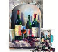 Puzzle da 1000 pezzi con soggetto "Bevanda al vino" e pittura,stimolante per la mente Gioco senza spazi vuoti,incastro perfetto Divertimento accogliente per tutti in casa (38x52cm)