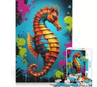 Puzzle da 1000 pezzi con soggetto cavalluccio marino, ideale per giochi in famiglia, regalo di compleanno, con poster e foglio di curiosità abbinati 50x75cm