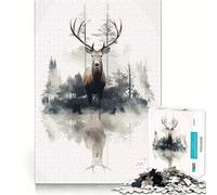 Puzzle da 1000 pezzi con soggetto cervo e natura,ideale per adulti Stimola la memoria,divertente,con taglio di precisione,facile da imparare e adatto a tutta la famiglia (38x52cm)