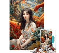 Puzzle da 1000 pezzi con soggetto Donne Natura Arte cinese Gioco per famiglie Sfida per l'intelligenza Giocattolo avvincente Ottimo regalo per chi ama giocare e migliorare la memoria (38x26cm)