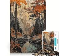Puzzle da 1000 pezzi con soggetto "Foresta autunnale,ruscello",gioco di assemblaggio,stimolante per la mente,rilassante e ideale come regalo di compleanno (50x75cm)