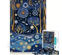 Puzzle da 1000 pezzi con soggetto Oceano in stile Gustav Klimt per adulti, ideale per rafforzare la memoria e il legame familiare, con bordi netti, perfetto come regalo di compleanno (50x75cm)