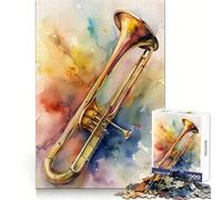 Puzzle da 1000 pezzi con soggetto trombone ad acquerello per adulti, ideale per sviluppare la concentrazione, favorire la consapevolezza e il benessere Regalo significativo (38x26cm)