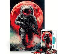 Puzzle da 1000 pezzi con soldato spaziale e luna piena in stile fumetto ideale per adolescenti un gioco intelligente per trascorrere del tempo di qualità insieme Pezzo da collezione con taglio preciso