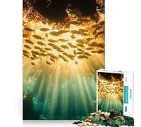 Puzzle da 1000 pezzi con sole sottomarino e banco di pesci per adolescenti,stimolante per la mente,divertimento senza spazi vuoti,incastro perfetto,piacevole svago per interni accoglienti (38x52cm)