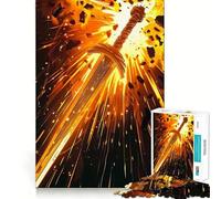 Puzzle da 1000 pezzi con spada da cavaliere per ragazzi, migliora la memoria, rilassante e divertente, con bordi affilati, 50x75cm