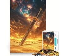 Puzzle da 1000 pezzi con spada da samurai nel deserto per adulti Migliora la memoria, rilassa la mente Opera d'arte dai bordi affilati (38x26cm)