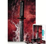 Puzzle da 1000 pezzi con spada da samurai nell'acqua per adulti, gioco di abilità mentale, hobby tranquillo, design da assemblare, regalo per le vacanze (38x26cm)