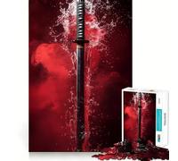 Puzzle da 1000 pezzi con spada da samurai nell'acqua per ragazzi, gioco di logica stimolante, momento di relax, bordi chiari, regalo creativo (50x75cm)