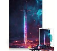 Puzzle da 1000 pezzi con spada e fiamma, estetica, per adulti, rompicapo, gioco rilassante, taglio perfetto, regalo memorabile 38x26cm