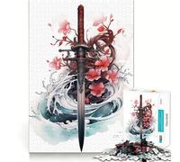 Puzzle da 1000 pezzi con spada katana samurai per ragazzi, gioco di logica, divertente e silenzioso, taglio liscio, regalo perfetto (38x26cm)