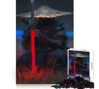 Puzzle da 1000 pezzi con spada rossa da samurai per ragazzi, gioco di puzzle stimolante per il relax, rifinitura chiara, regalo per le festività (50x75cm)