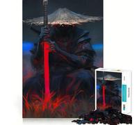 Puzzle da 1000 pezzi con spada rossa da samurai per ragazzi, gioco di puzzle stimolante per il relax, rifinitura chiara, regalo per le festività (50x75cm)