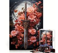 Puzzle da 1000 pezzi con spada Sakura giapponese per adulti, ideale per migliorare la memoria, per un piacevole momento di relax, un'attività di assemblaggio e un pezzo da collezione (38x52cm)