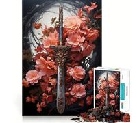 Puzzle da 1000 pezzi con spada Sakura, tema Giappone, ideale per adolescenti Gioco di logica, rilassante e stimolante per la mente Bordi chiari, elegante regalo (50x75cm)