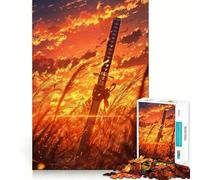 Puzzle da 1000 pezzi con spada samurai al tramonto, ideale per adulti, gioco di logica e attività domestica, taglio liscio, sorpresa di Natale (38x52cm)