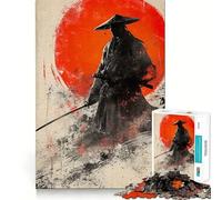 Puzzle da 1000 pezzi con spada samurai e luna rossa per adolescenti, gioco di logica stimolante per il relax mentale, bordi chiari, regalo elegante (50x75cm)