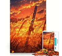Puzzle da 1000 pezzi con spada samurai e tramonto, ideale per adolescenti Gioco di logica puro, rilassante e di precisione Pezzo artistico (50x75cm)