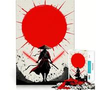 Puzzle da 1000 pezzi con spade del sole rosso e samurai per ragazzi, gioco di logica per tutta la famiglia, bordi trasparenti, una piacevole sorpresa (38x52cm)