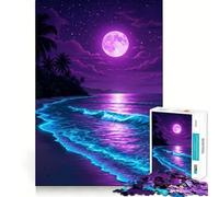 Puzzle da 1000 pezzi con spiaggia al chiaro di luna viola per adolescenti, stimolante per la mente, divertimento per tutta la famiglia, bordi precisi, regalo memorabile (50x75cm)