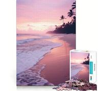 Puzzle da 1000 pezzi con spiaggia sabbiosa e tramonto sull'oceano, per adulti e ragazzi Ricorda, costruisci lentamente, goditi l'arte con tagli precisi, oggetto da collezione (38x52cm)