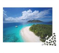 Puzzle da 1000 pezzi con spiaggia tropicale, sabbia bianca e isola. Per adulti dai 12 anni in su. Gioco educativo, decorazione per la casa, per compleanni. Dimensioni: 52x38 cm. Regalo.