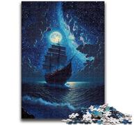 Puzzle da 1000 pezzi con splendida nave pirata, aiuta il cervello a esercitare i giocattoli avvincenti per coltivare la pazienza, decorazione perfetta, 50x75cm