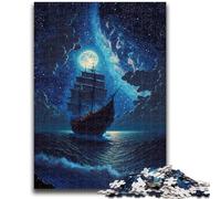 Puzzle da 1000 pezzi con splendida nave pirata, aiuta il cervello a esercitare i giocattoli avvincenti per coltivare la pazienza, decorazione perfetta 26x38cm