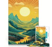 Puzzle da 1000 pezzi con splendida valle e montagna,taglio senza soluzione di continuità,gioco di logica,regalo,gioco casual,Natale,decorazione per la casa (50x75cm)
