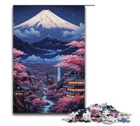 Puzzle da 1000 pezzi con splendida vista notturna del Monte Fuji puzzle per adulti puzzle in legno per famiglie 1000 pezzi (38x26 cm)