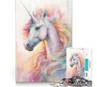 Puzzle da 1000 pezzi con splendido unicorno arcobaleno e bordi perfetti Gioco intelligente e stimolante,ideale per il gioco lento e divertente,perfetto come regalo di compleanno (38x26cm)