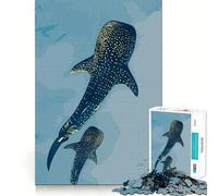 Puzzle da 1000 pezzi con squali balena in acque blu,ideale per ragazzi,gioco di concentrazione mentale,tagli di precisione con bordi lisci,perfetto come regalo di Natale (38x26cm)
