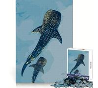 Puzzle da 1000 pezzi con squali balena in acque blu per adolescenti, abilità logiche, svago, precisione, assemblaggio, regalo di Natale (38x52cm)