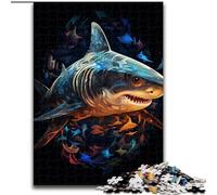 Puzzle da 1000 pezzi con squali colorati, in cartone, dal design intricato per adolescenti, decorazioni fai da te e divertimento che stimola la mente, 1000 pezzi(26x38cm)