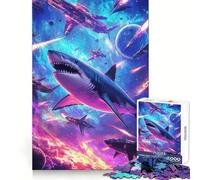 Puzzle da 1000 pezzi con squali e astronavi per adulti, gioco stimolante, silenzioso e divertente, con taglio preciso, regalo speciale 50x75cm