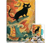 Puzzle da 1000 pezzi con squali e gatti per adolescenti decorazione da parete regali unici per compleanno e Natale adatti per bambini di età compresa tra 14 e 18 anni (26x38cm)