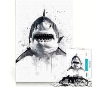 Puzzle da 1000 pezzi con squalo ad acquerello per adulti e ragazzi, ideale per migliorare la memoria, per un relax leggero e piacevole, con tagli netti e un regalo delizioso 50x75cm