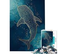 Puzzle da 1000 pezzi con squalo balena e disegno a linee dorate sfida per l'intelligenza giocattolo educativo gioco di velocità manuale regalo per compleanni (dimensioni 75x50cm)