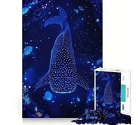 Puzzle da 1000 pezzi con squalo balena nell'oceano stellato,sfida mentale,taglio di alta precisione,divertente passatempo (38x52cm)