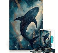 Puzzle da 1000 pezzi con squalo blu e oro per ragazzi, gioco che stimola la logica e favorisce il gioco rilassante, con bordi di alta qualità e grafica da collezione 50x75cm