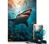 Puzzle da 1000 pezzi con squalo che nuota, ideale per adolescenti, gioco di logica, antistress, taglio preciso, regalo artistico 38x26cm