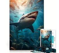 Puzzle da 1000 pezzi con squalo che nuota, ideale per adulti e ragazzi, per migliorare la memoria e favorire il rilassamento 50x75cm - Regalo di Natale