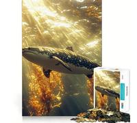 Puzzle da 1000 pezzi con squalo che nuota in una foresta di alghe, ideale per ragazzi Un'attività che migliora la memoria, rilassante e divertente, con dettagli nitidi e pezzi da collezione 38x26cm